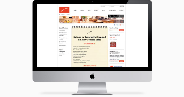 Spoonfed Foods Website Recipes Page